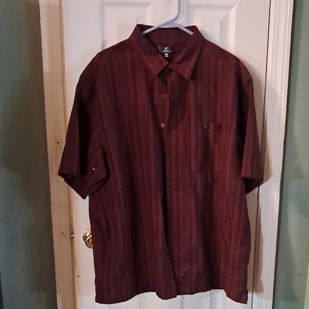 Last Week Going Away June 1st George Men's Burgundy Striped Button Down Shirt